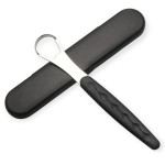 Tongue scraper, double-sided, metal, in case, Black